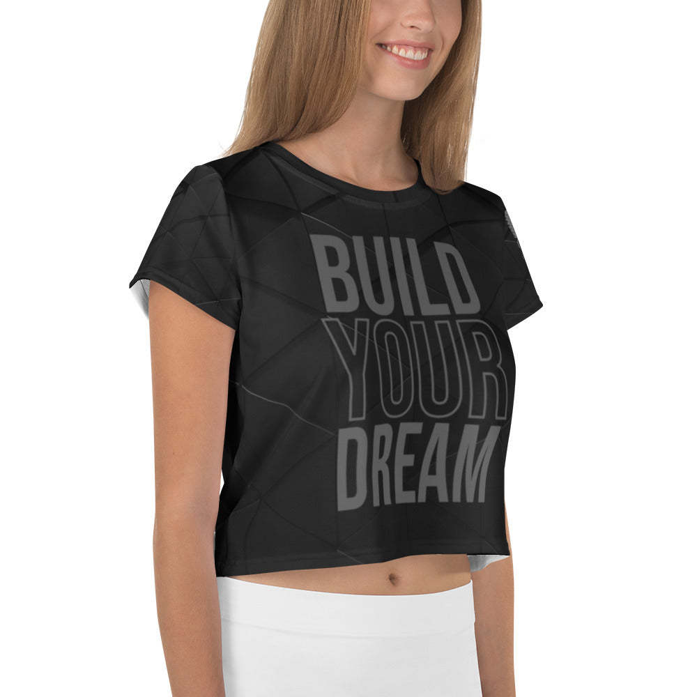 Premium BUILD YOUR DREAM Crop Tee (Black as Night Series)