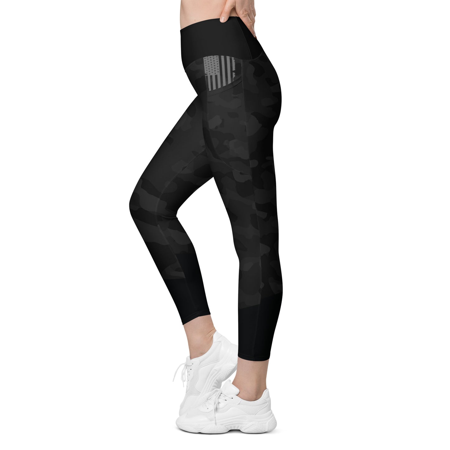 Premium BLACK CAMO Women's Leggings with pockets