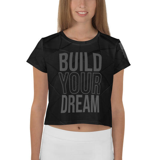 Premium BUILD YOUR DREAM Crop Tee (Black as Night Series)