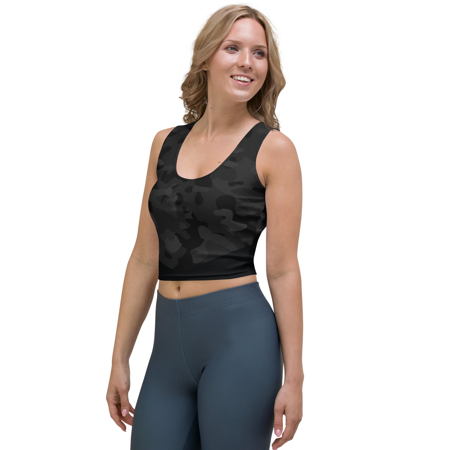 Premium BLACK CAMO Athletic Crop Top