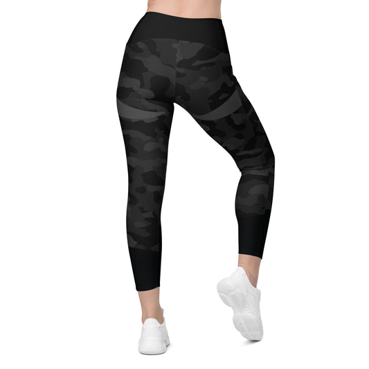 Premium BLACK CAMO Crossover leggings with pockets