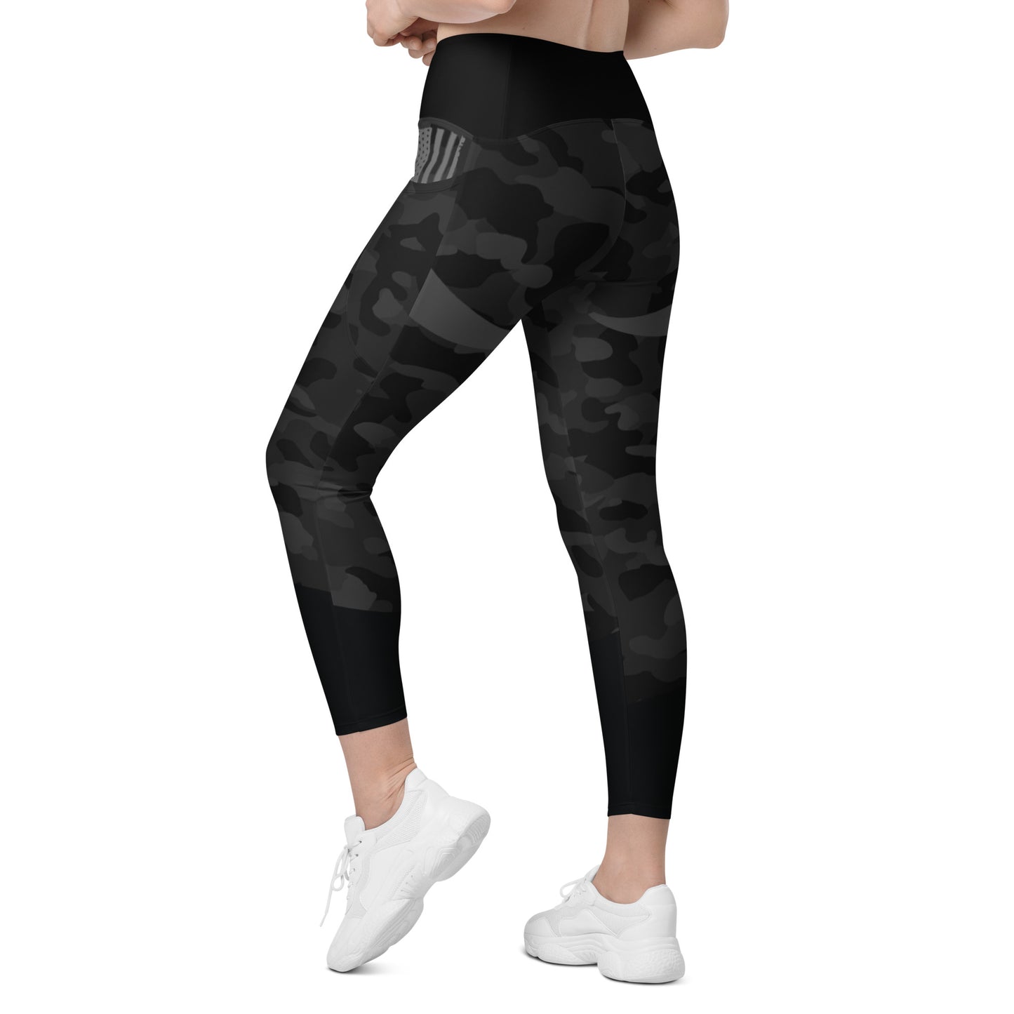 Premium BLACK CAMO Crossover leggings with pockets