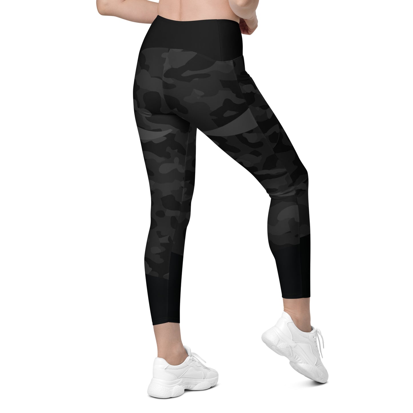 Premium BLACK CAMO Crossover leggings with pockets