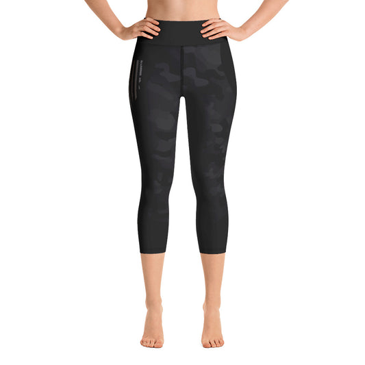 Premium BLACK CAMO Yoga Capri Leggings