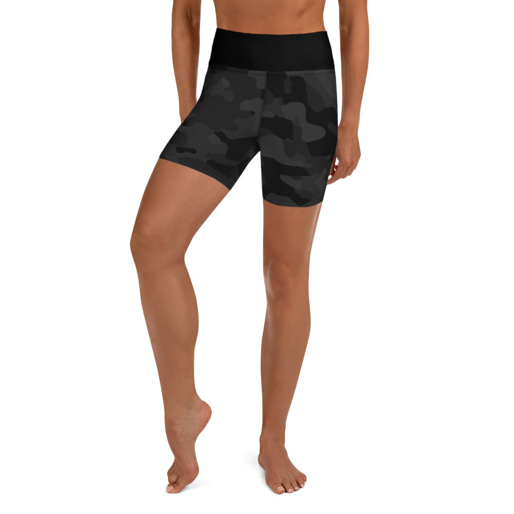 Premium BLACK CAMO Yoga Shorts